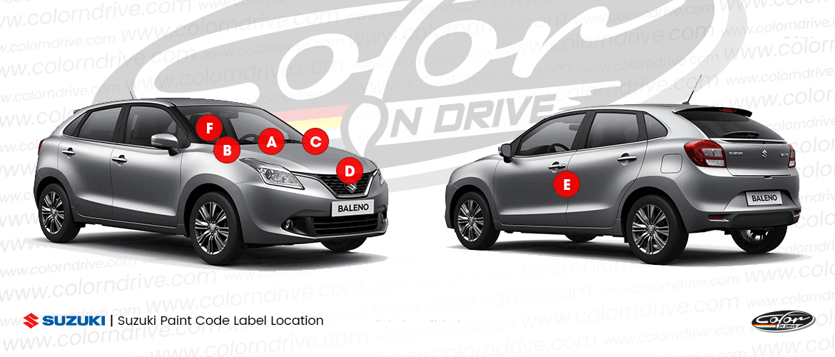 SUZUKI paint code label location diagram